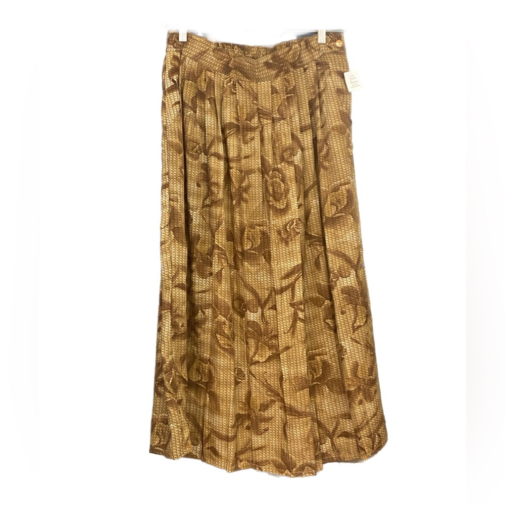 Pleated Lightweight Printed Full Mid Length w/Side Pockets Skirt
